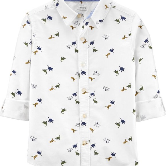 CARTER's Boy Dinosaur Oxford Button-Front Shirt - Picture 2 of 3